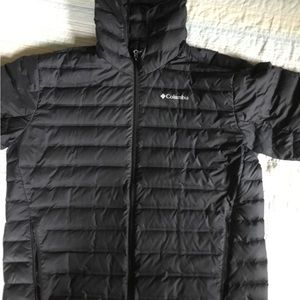 Men’s black Columbia hooded puffer coat in XXL